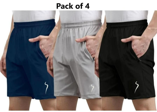 Combo of 4 Men's Cotton Polyester Shorts